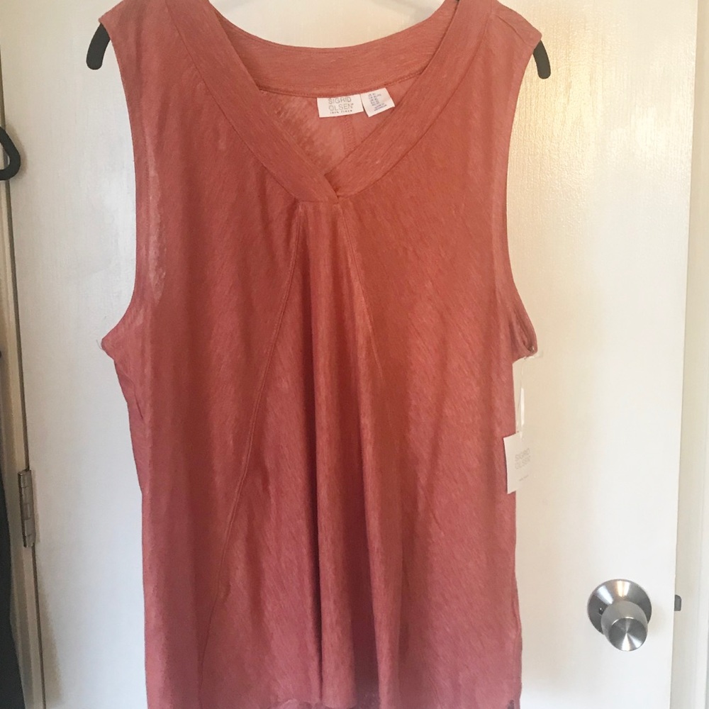 NWT Sigrid Olsen Flowy Linen Top XL